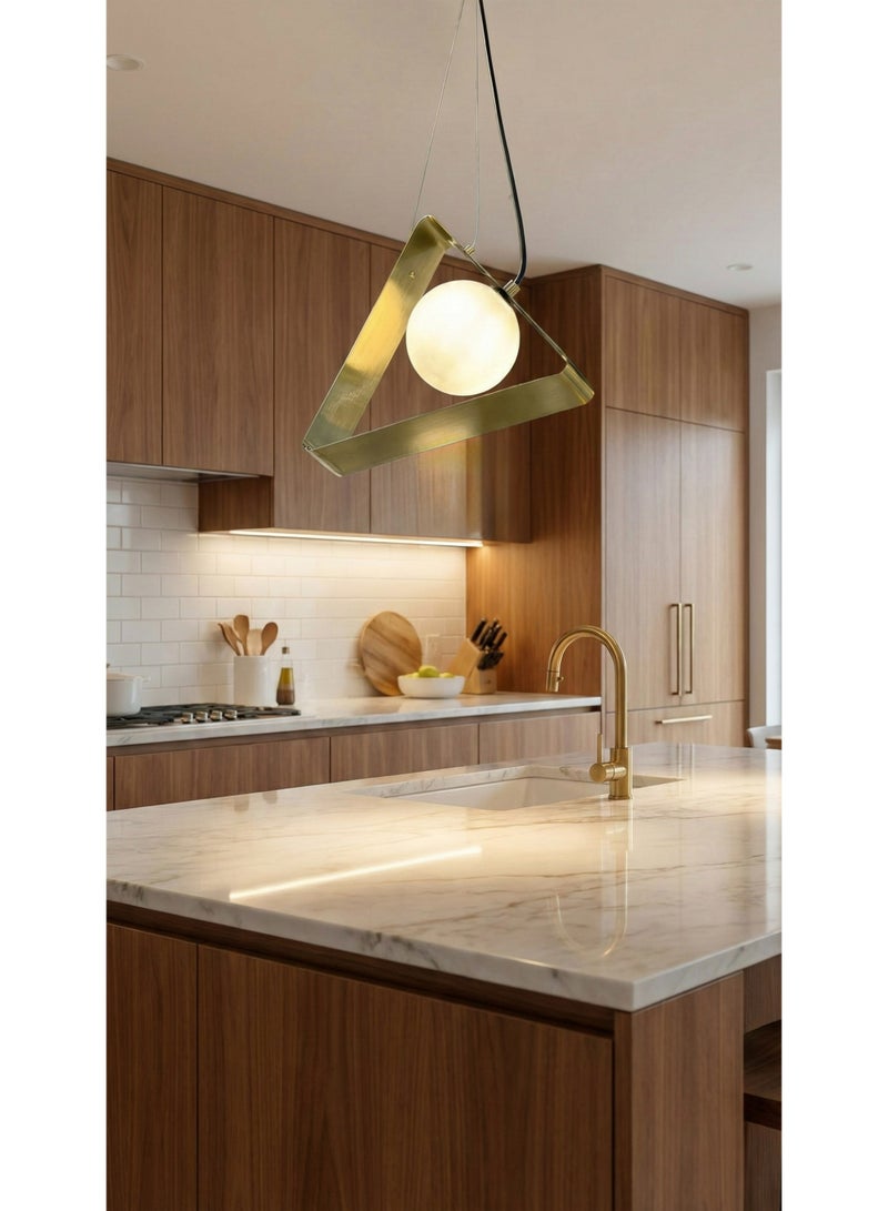 SPOLUX Modern Lighting, Single pendent, Light, Triangle modern light pendent, Gold Color, 25x25x100 cm,  Suitable for bedroom and living room, Counter light - Image 5